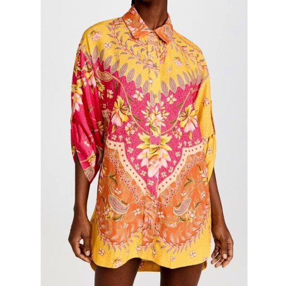 Agua Bendita 'Chrissy Lula' Printed Button-Front Swimsuit Cover-Up, Multi - Picture 1 of 5